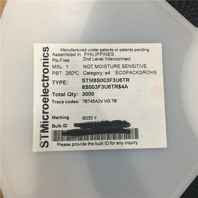 Τσιπ STM8S003F3U6T ST μικροελεγκτών MCU ολοκληρωμένου κυκλώματος Eeprom λάμψης οκτάμπιτα