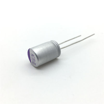 ακτινωτός μόλυβδος ΚΑΠ UPL1E221M0812 125℃ πυκνωτών γενικού σκοπού 25v 220uf