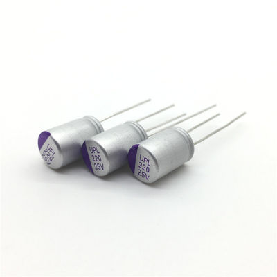 ακτινωτός μόλυβδος ΚΑΠ UPL1E221M0812 125℃ πυκνωτών γενικού σκοπού 25v 220uf